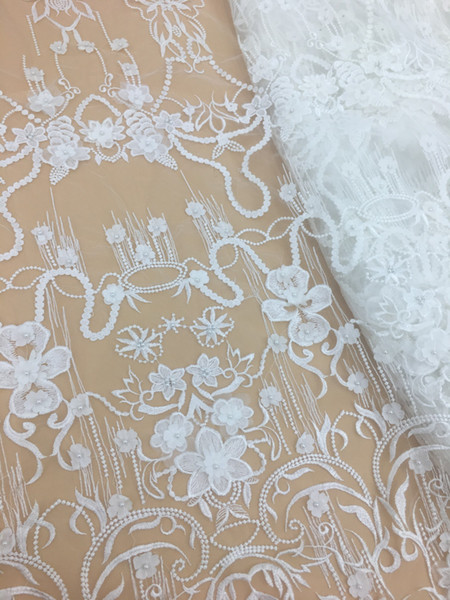 new style wedding dresses 5yard white Embroidery bridal dresses lace fabrics tulle Mesh Wedding Dress Lace Fabric