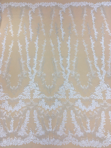 New embroidery wedding lace fabric china hot sale african style evening dress french lace for wedding dress bridal dress 5yard