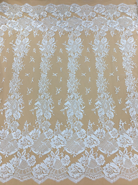 wholesale white floral lace fabric, embroidered lace fabric with mesh floral bridal lace, white embroidered tulle lace