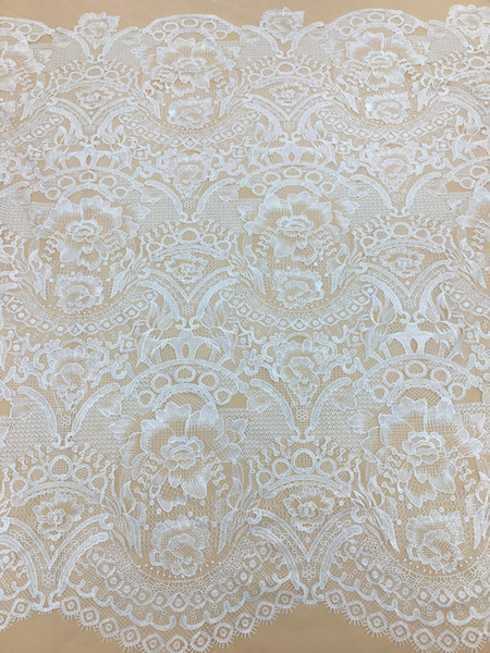 new style White Bridal Fabrics, fashion tulle lace Fabric For wedding Dresses, Sewing Supplies Mesh Embroidery Fabric