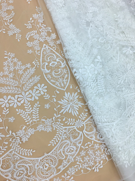 new style White Bridal Fabrics, tulle lace Fabric For wedding Dresses, Sewing Supplies Mesh Embroidery Fabric