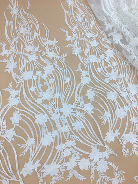 wedding dresses 5yard white Embroidery bridal dresses lace fabrics tulle Mesh Wedding Dress Lace Fabric