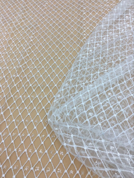 high quality Nigerian french lace embroidered tulle lace fabric for wedding dress fabrics, bridal dress lace, tulle embroidery lace-001