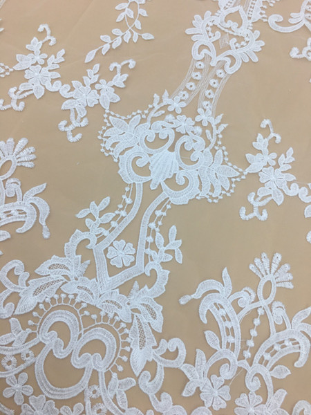 wedding dresses 5yard white Embroidery bridal dresses lace fabrics tulle Mesh Wedding Dress Lace Fabrics--F009