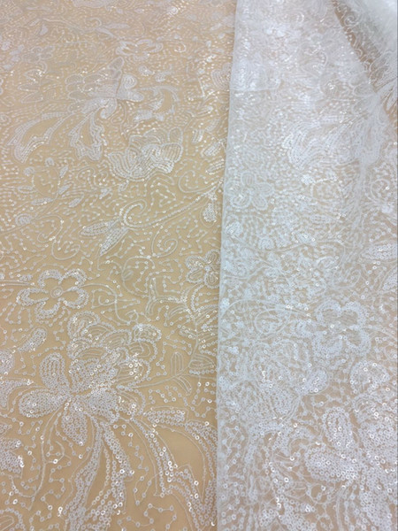 New sequins African Lace Fabric,Embroidered Nigerian Laces Fabric,4colors High Quality French Tulle Lace Fabric For Wedding Lace-003