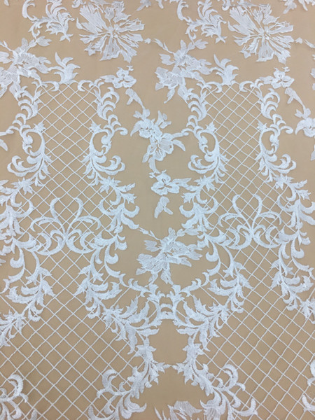 wedding dresses 5yard white Embroidery bridal dresses lace fabrics tulle Mesh Wedding Dress Lace Fabrics--F005