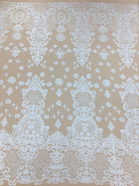 wedding dresses 5yard white Embroidery bridal dresses lace fabrics tulle Mesh Wedding Dress Lace Fabrics--F011