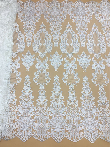 high quality Nigerian french lace embroidered tulle lace fabric for wedding dress fabrics, bridal dress lace, tulle embroidery lace-008