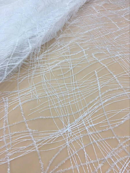 high quality Nigerian french lace embroidered tulle lace fabric for wedding dress fabrics, bridal dress lace, tulle embroidery lace-005