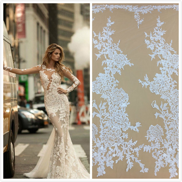 african lace fabric white colors high quality african tulle lace fabric 5yards embroidered tulle lace fabric for wedding dress bridal