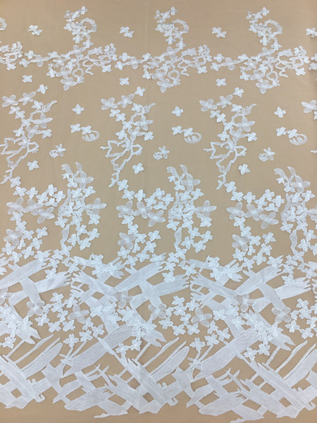 3 colors European and American style bridal fabric embroidery lace fabric in china Tulle lace for wedding dress Fashion Week catwalk dress