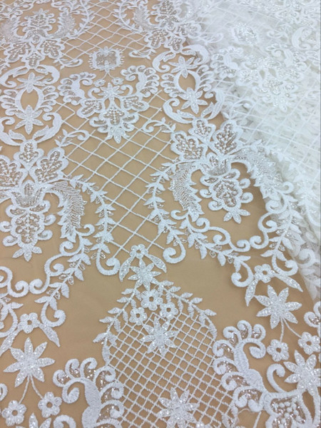 high quality Nigerian french lace embroidered tulle lace fabric for wedding dress fabrics, bridal dress lace, tulle embroidery lace-010