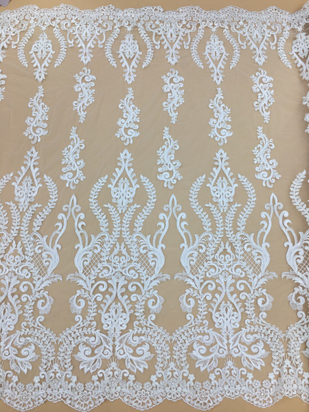 Latest High Quality Material French Lace Dresses For bridal African Lace Fabric Craft Sewing Sequins Nigerian Tulle Lace for wedding dress