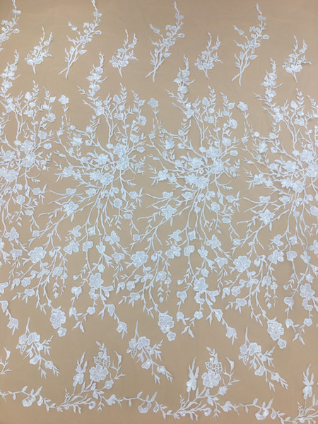 wedding dresses 5yard white Embroidery bridal dresses lace fabrics tulle Mesh Wedding Dress Lace Fabrics--F012