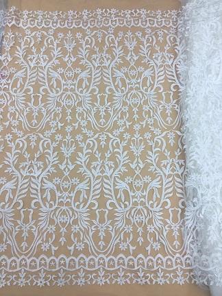 Latest design african flower lace fabric embroidery french lace fabric white lace for bridal dress