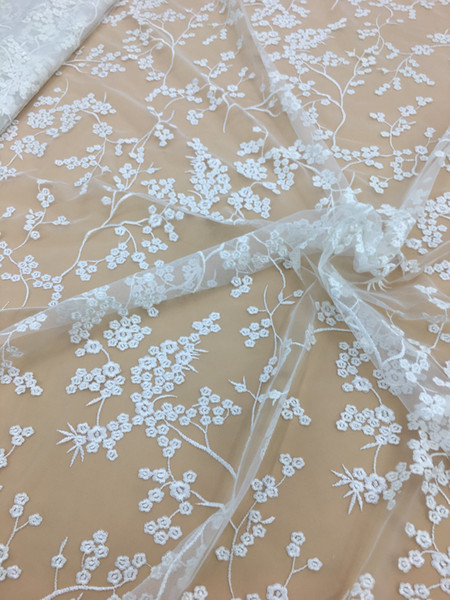 newest African White Lace Fabric Lace Applique High Quality Tulle Lace Fabric African-Lace-Fabric For Bridal 5yards