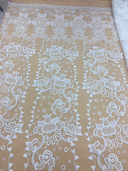 African white Lace Fabric new Embroidered Nigerian Laces Fabric Bridal High Quality French Tulle Lace Fabric For wedding dresses