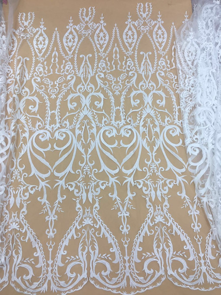 elegant tulle fabric White embroidery lace wedding dress gauze clothing decoration materials DIY accessories Lace fabric