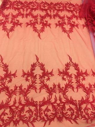 African red Lace Fabric Embroidered Nigerian Laces Fabric Bridal High Quality French Tulle Lace Fabric For wedding dresses