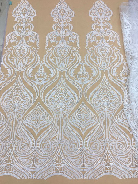 new style 5yards Exquisite Embroidered white Lace Fabric for Wedding Dress Evening Dress Clothing Accessories DIY Fabric