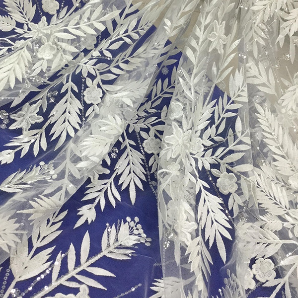 wedding dresses sequin Lace Fabric,Embroidered Nigerian Laces Fabric,4colors High Quality French Tulle Lace Fabric For Wedding Lace-003