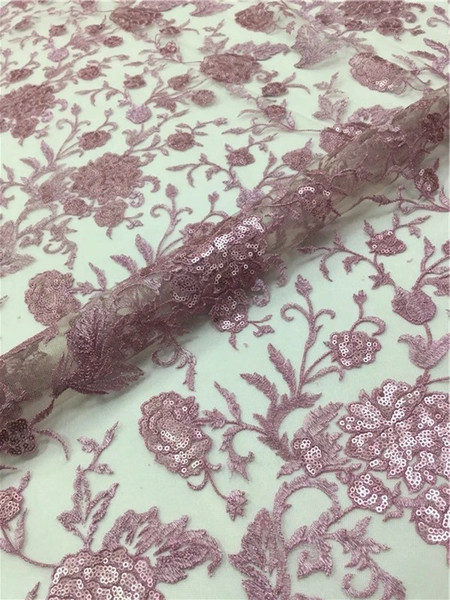 Fashion sequins flower Lace Fabric,Embroidered Nigerian Laces Fabric,4colors High Quality French Tulle Lace Fabric For Wedding Lace-003