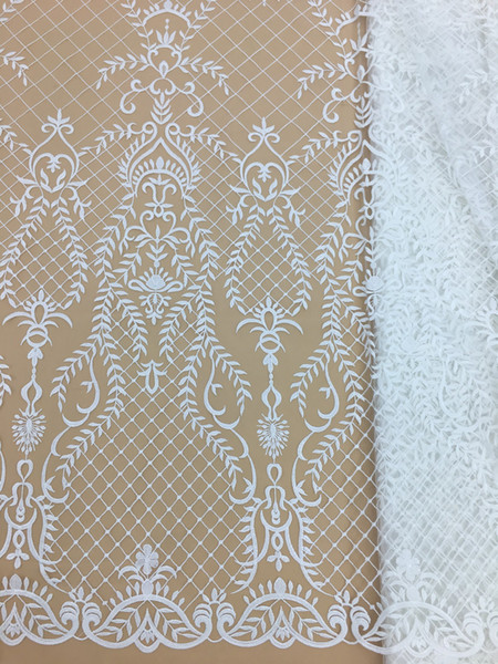 Beautiful Flower Embroidery Lace Fabric,Wedding Bridal Tulle Fabric,Fashion Style Dress Fabric,Bridal Gowns Fabric by 5 Yard