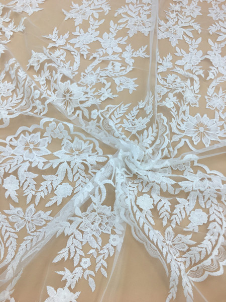 Exquisite Design 5 Yard Floral Embroidered Mesh Lace, Wedding Dress Fabric, Bridal Lace Trim, African Lace Fabric