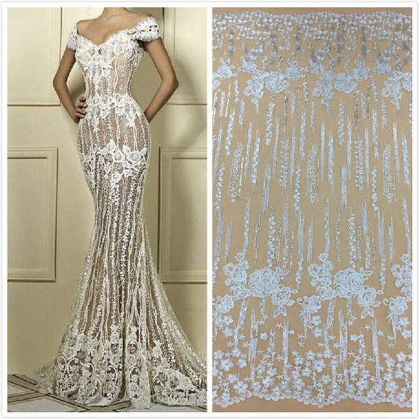 African Laces Fabrics for Wedding Dress African tulle Lace Fabric African lace Material with dress by 5 yards