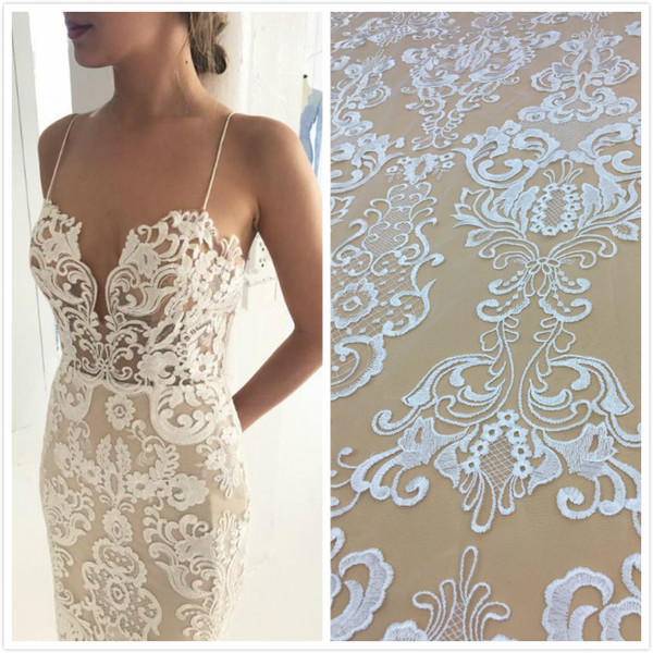 5 yards French African Lace Fabric With floral Style NIgerian Embroidered lace fabric for Wedding Dresses