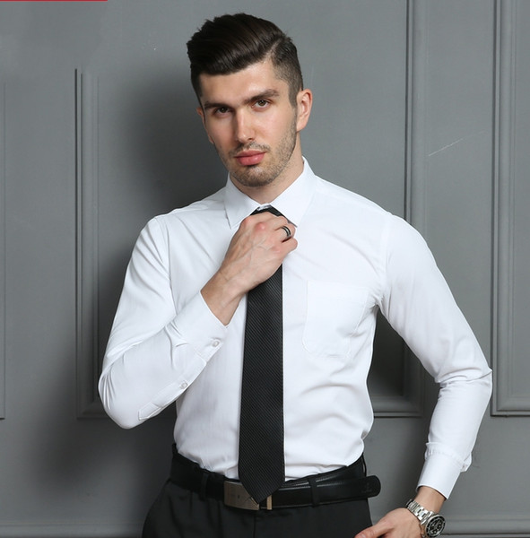 2019 New Fashion Designer Men's High Quality Classic Solid Color Slim Fit Dress Shirt Romantic Wedding Groom Suit Shirt For Men Plus Size
