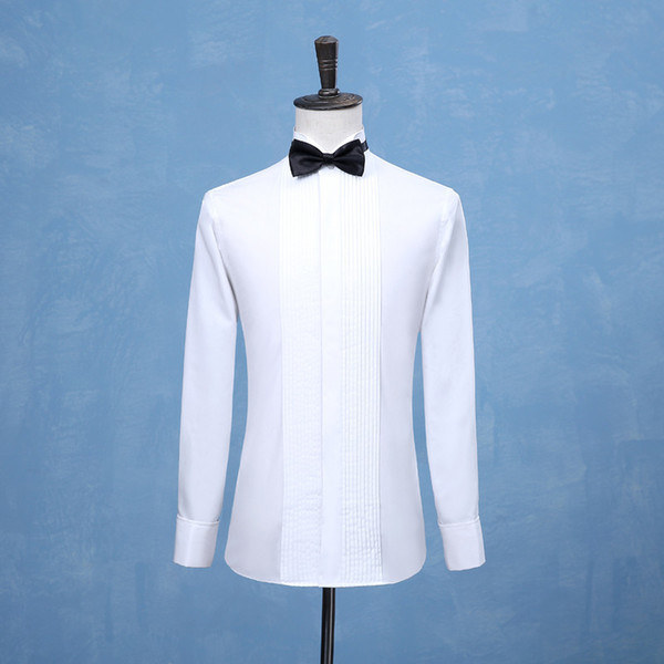 2019 New Fashion Groom Tuxedos Shirts Tailcoat Shirt White Black Red Men Wedding Shirts Formal Occasion Men Dress Shirts High Quality