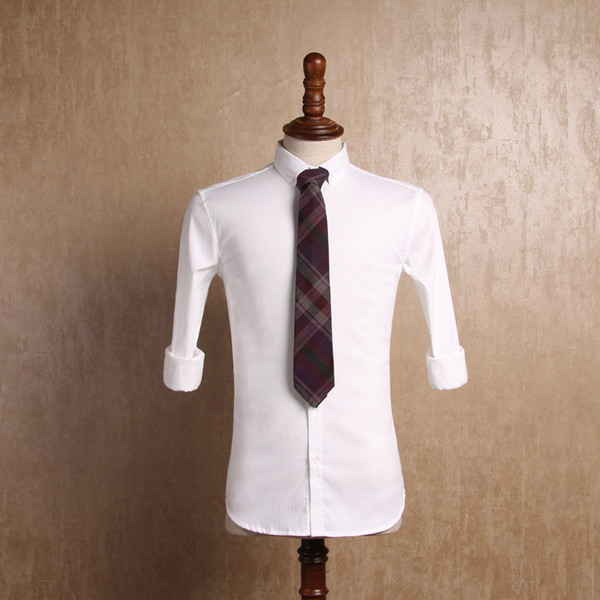 White Cotton Men Formal Shirts Wedding Sark Business Bridal Groomsman Western Style Blazers Bridegroom Businessmen Underlinen