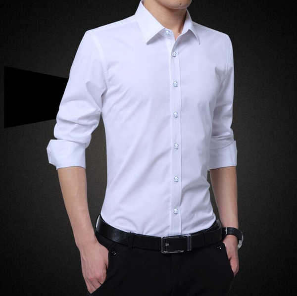 Solid Formal Men Shirt 5 colors Long Sleeve Tuxedo dress shirt Men Korean Business Mens Dress Shirts Groom Shirts