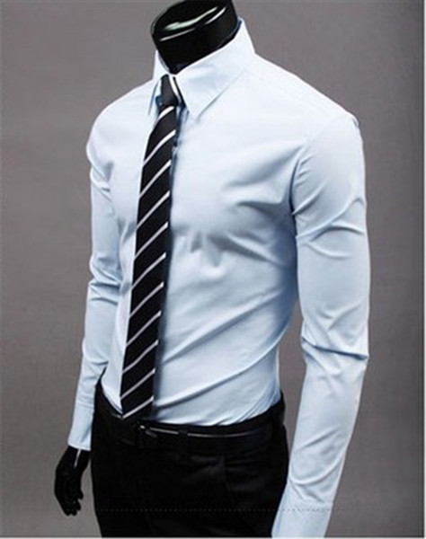 New Fashion Brand Light blue Groom Shirts Long Sleeve Shirt Men Slim Design Formal Casual Male Dress Shirt Size M-5XL (C8015)