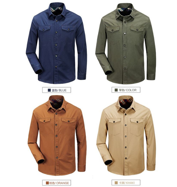7501 autumn dress new long sleeve pure cotton men's shirt, trendy 100-tie shirt 2018 new shirt, 4 color options
