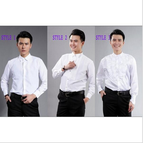 Groom Tuxedos Shirts Best Man Groomsmen White or Black Men Wedding Shirts
