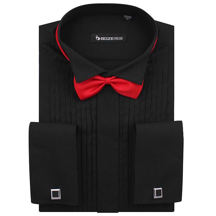 Black Frenchy Long Sleeve Shirt Groom Wear shirt With Free Cufflink cuff button NO:1