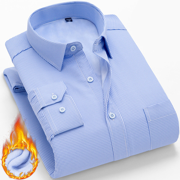 Slim Design Formal Casual Male Dress Shirt Winter Warm Long Sleeve Shirt Men New Fashion BrandPlus Size
