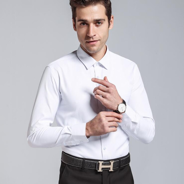 Luxury Men Shirts Long Sleeve Groom Dress Shirts Cotton White Shirt Men Tuxedo Shirt Plus Size Slim Fit Chemise Homme