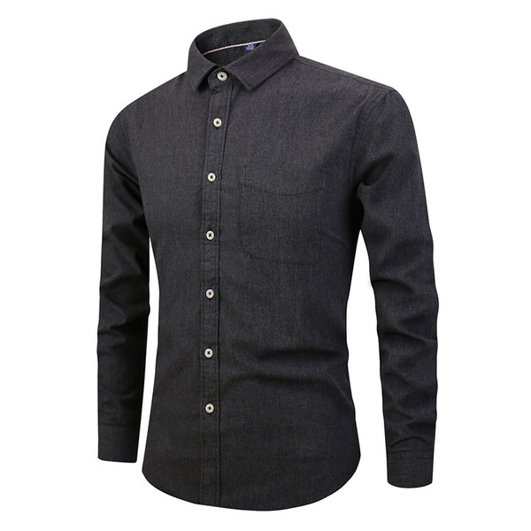 2018 New Gentleman men's business shirt men's solid color professional shirt Slim fit long-sleeved wedding tuxedos