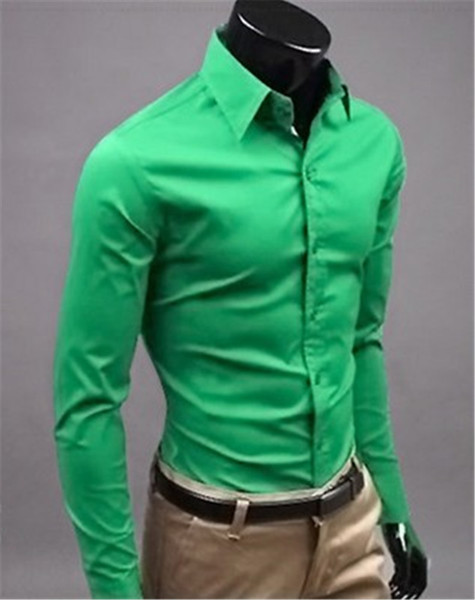New Fashion Brand Fruit green Groom Shirts Long Sleeve Shirt Men Slim Design Formal Casual Male Dress Shirt Size M-5XL (C8005)