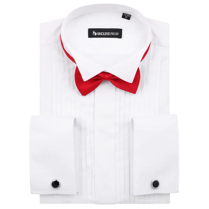 White Frenchy Long Sleeve Shirt Groom Wedding Wear shirt With Free Cufflink cuff button KL:3