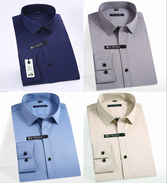 Classic Non-ironing Men Dress Shirts Long Sleeve Plus Size Formal Groom Wear Business Male Work Office Shirts