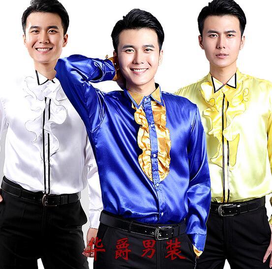 Men's Fashion Luxury Stylish Casual Designer Dress Shirt Cultivate one's morality long sleeve shirt wedding shirt ,dance shirt LLK31