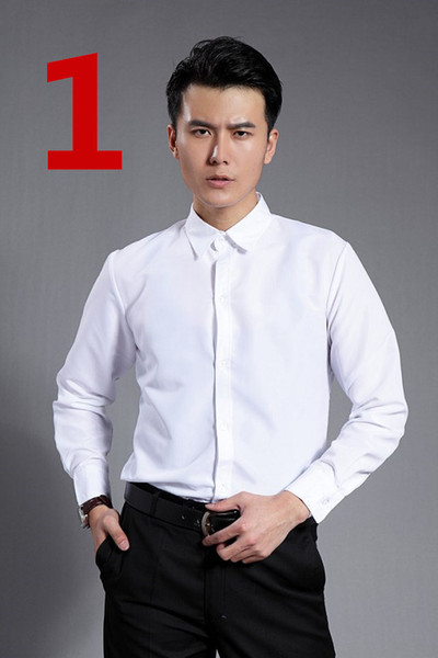 Hight Quality White Cotton Long Sleeve Groom Shirt Men Small pointed collar fold Formal Occasions Dress Shirts NO:01