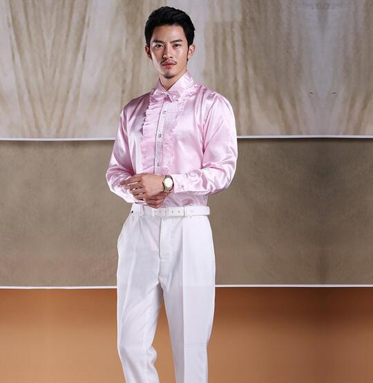 Men's Fashion Luxury Stylish Casual Designer Dress Shirt Cultivate one's morality long sleeve shirt wedding shirt ,dance shirt LLK32