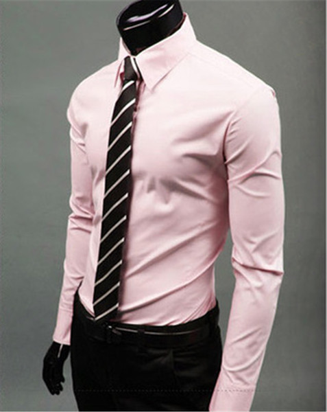 New Fashion Brand Pink Groom Shirts Long Sleeve Shirt Men Slim Design Formal Casual Male Dress Shirt Size M-5XL (C8004)