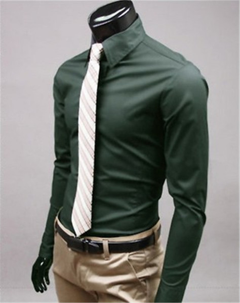 New Fashion Brand Blackish green Groom Shirts Long Sleeve Shirt Men Slim Design Formal Casual Male Dress Shirt Size M-5XL (C8013)