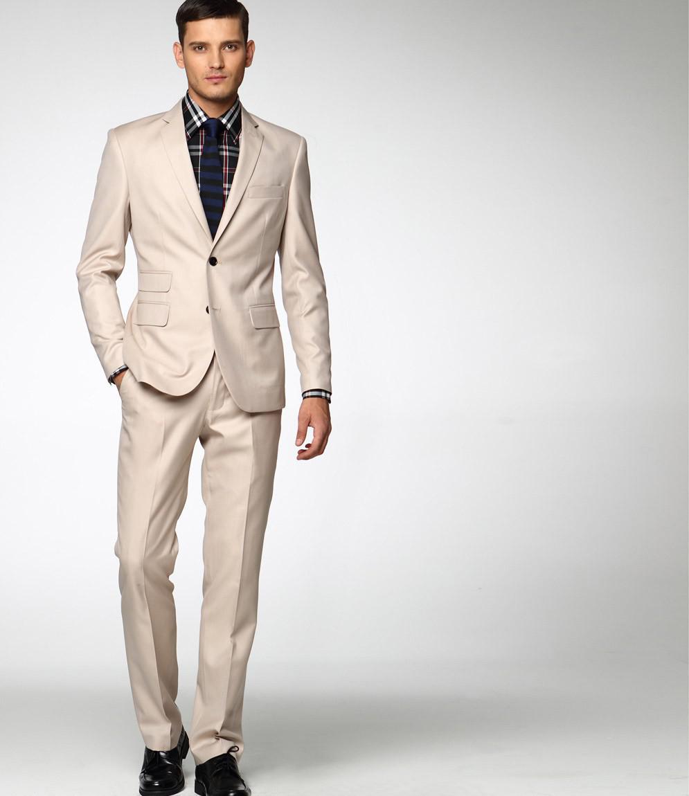 Wholesale-Ivory Wedding Suits For Men Groom Tuxedos Celebrity Colete Masculino Terno Casamento Menino 2015 Summer New Design MBDX497
